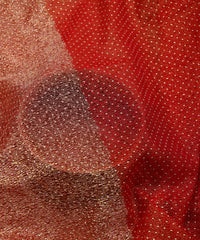 Red Knitted fabric with Dewdrop