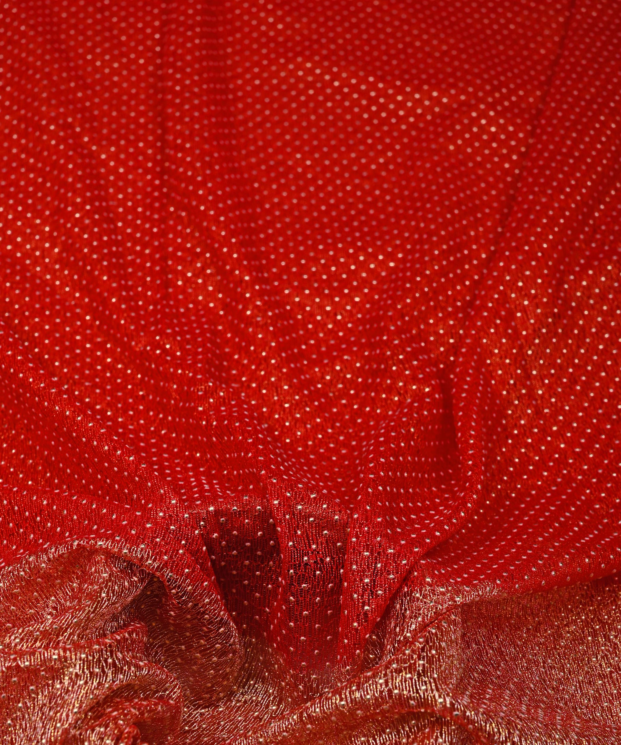 Red Knitted fabric with Dewdrop