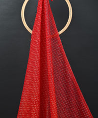 Red Knitted fabric with Dewdrop