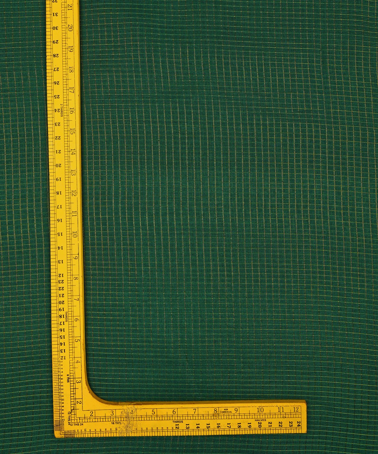 Dark Green Kota fabric with Zari Checks