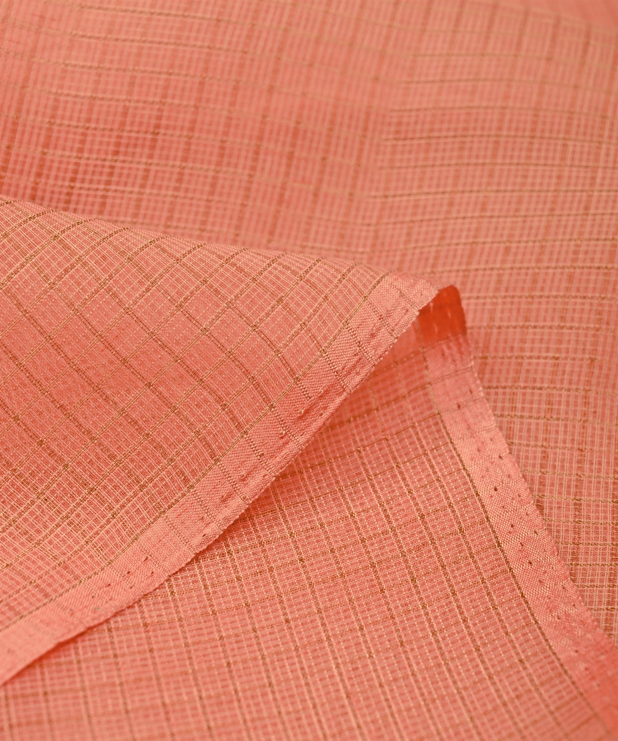 Light pink Kota fabric with Zari Checks