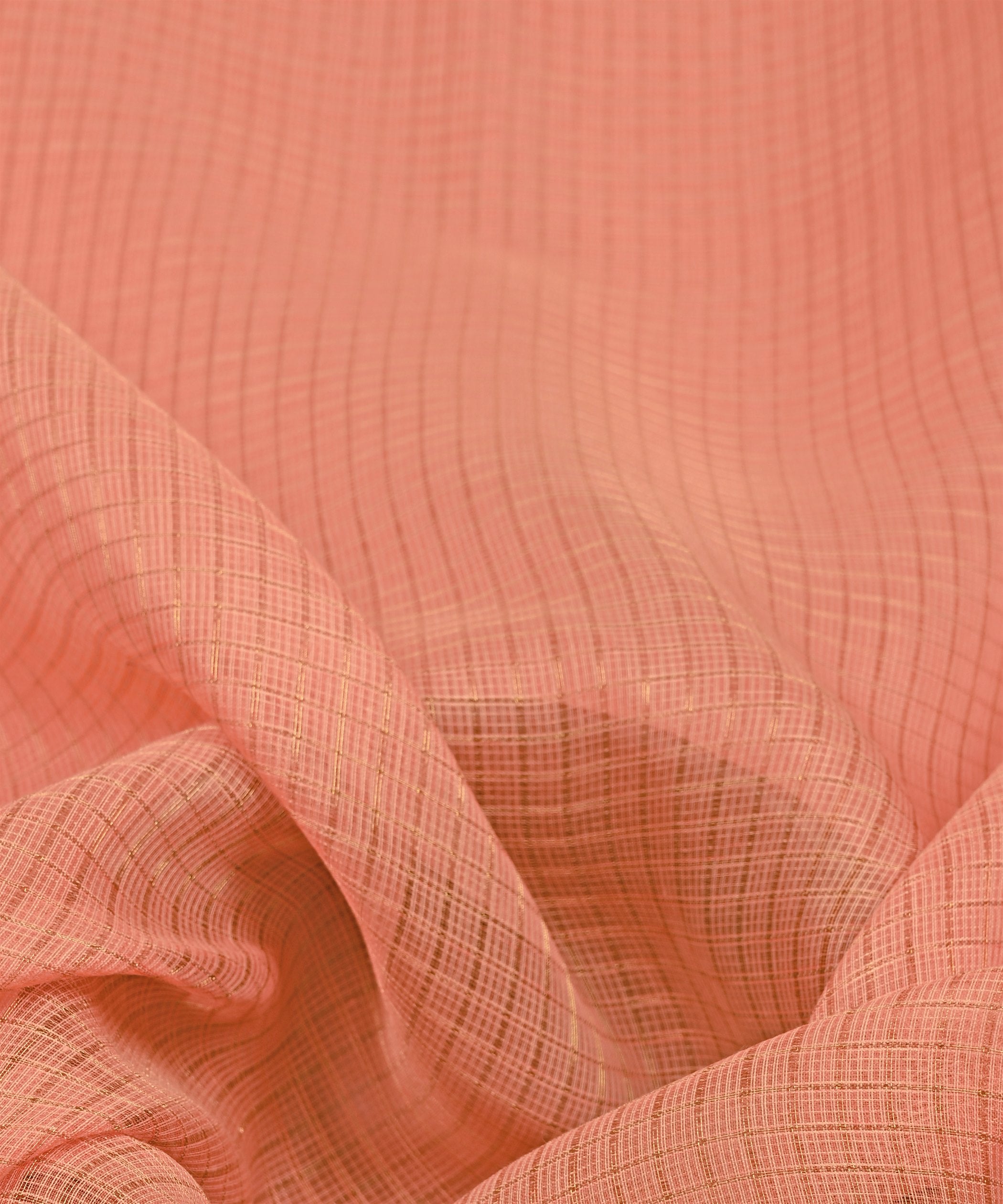 Light pink Kota fabric with Zari Checks