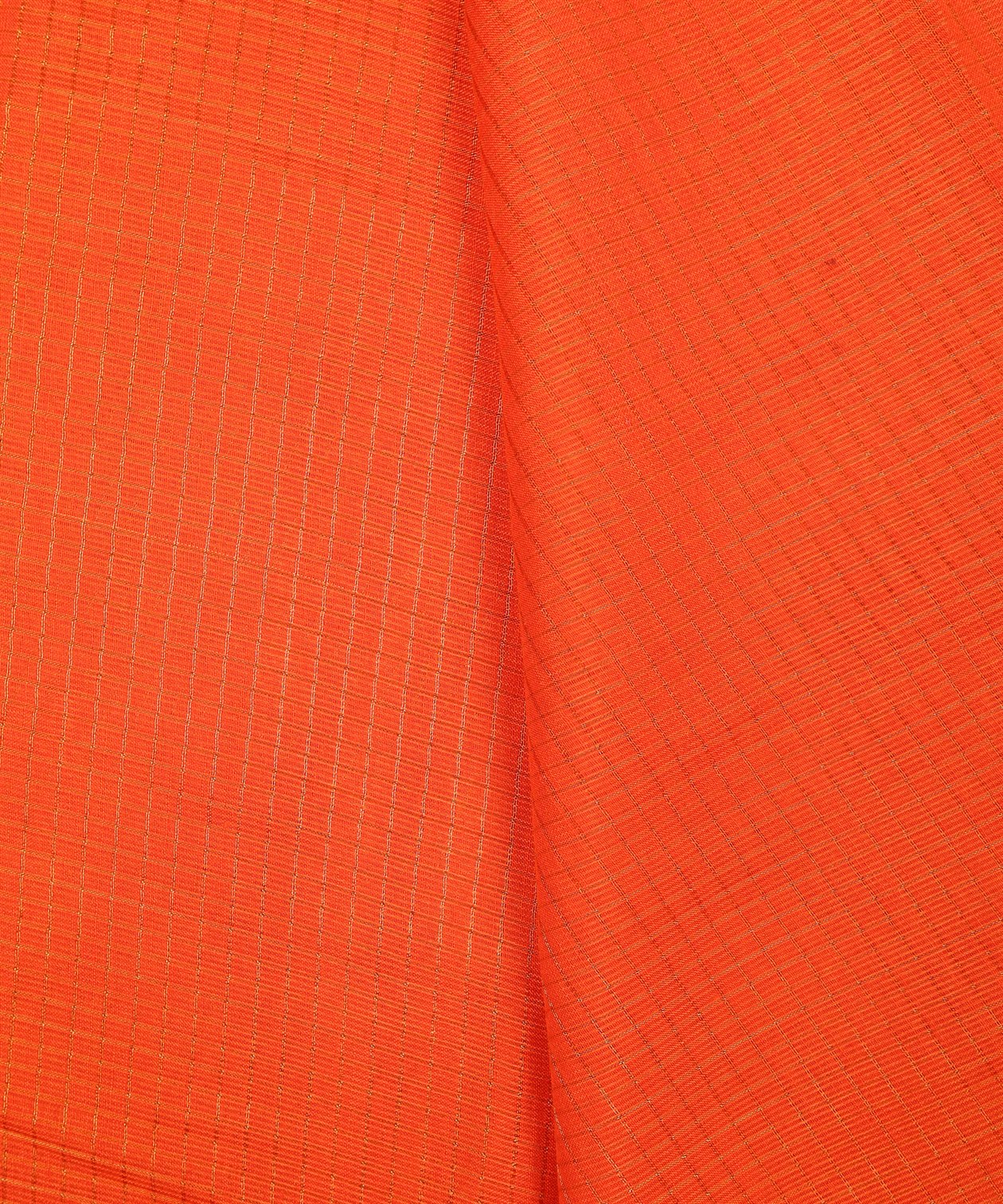 Orange Kota fabric with Zari Checks