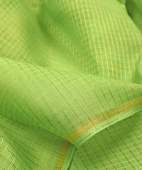 Parrot Green Kota fabric with Zari Checks