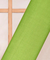 Parrot Green Kota fabric with Zari Checks