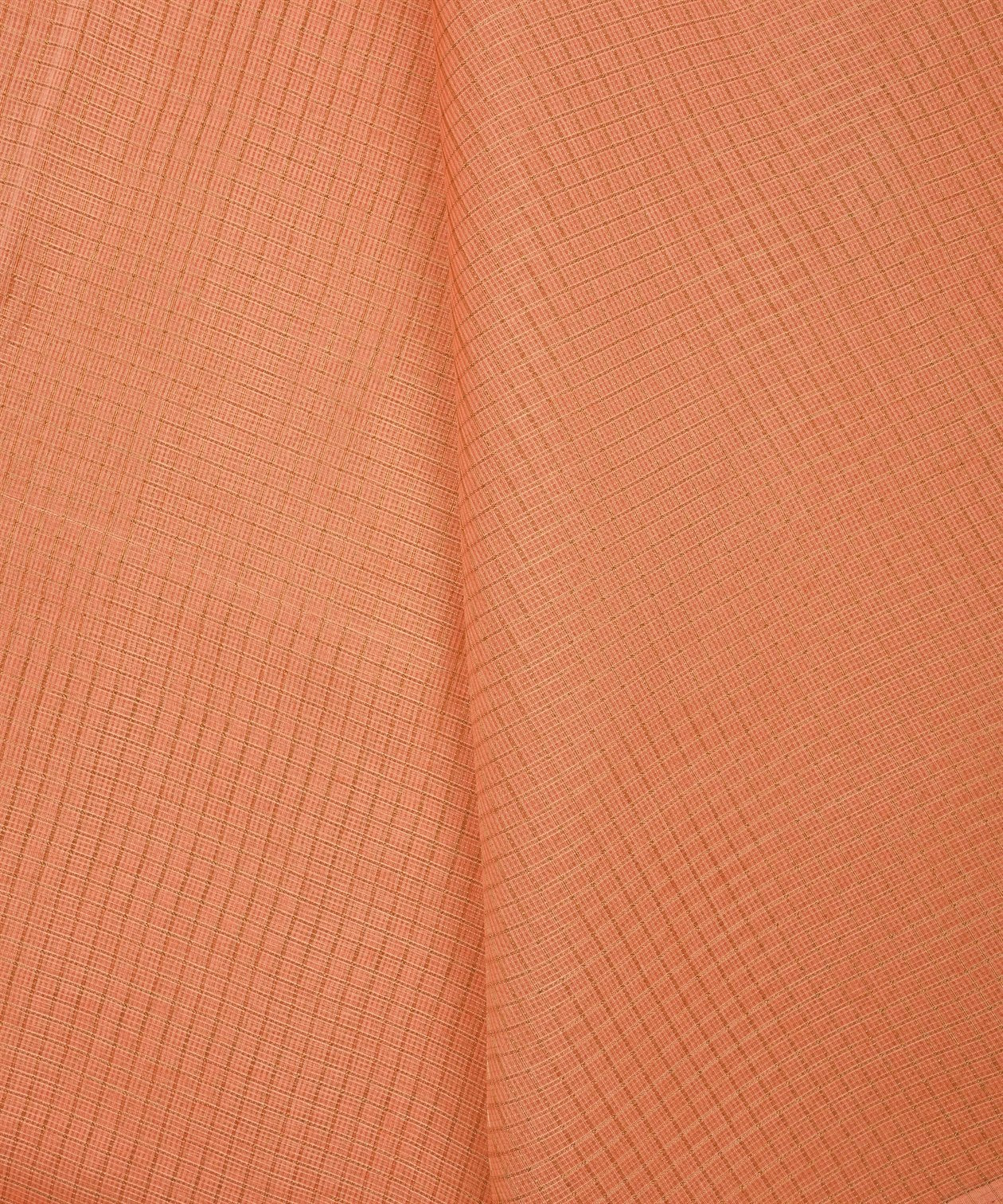 Peach Kota fabric with Zari Checks