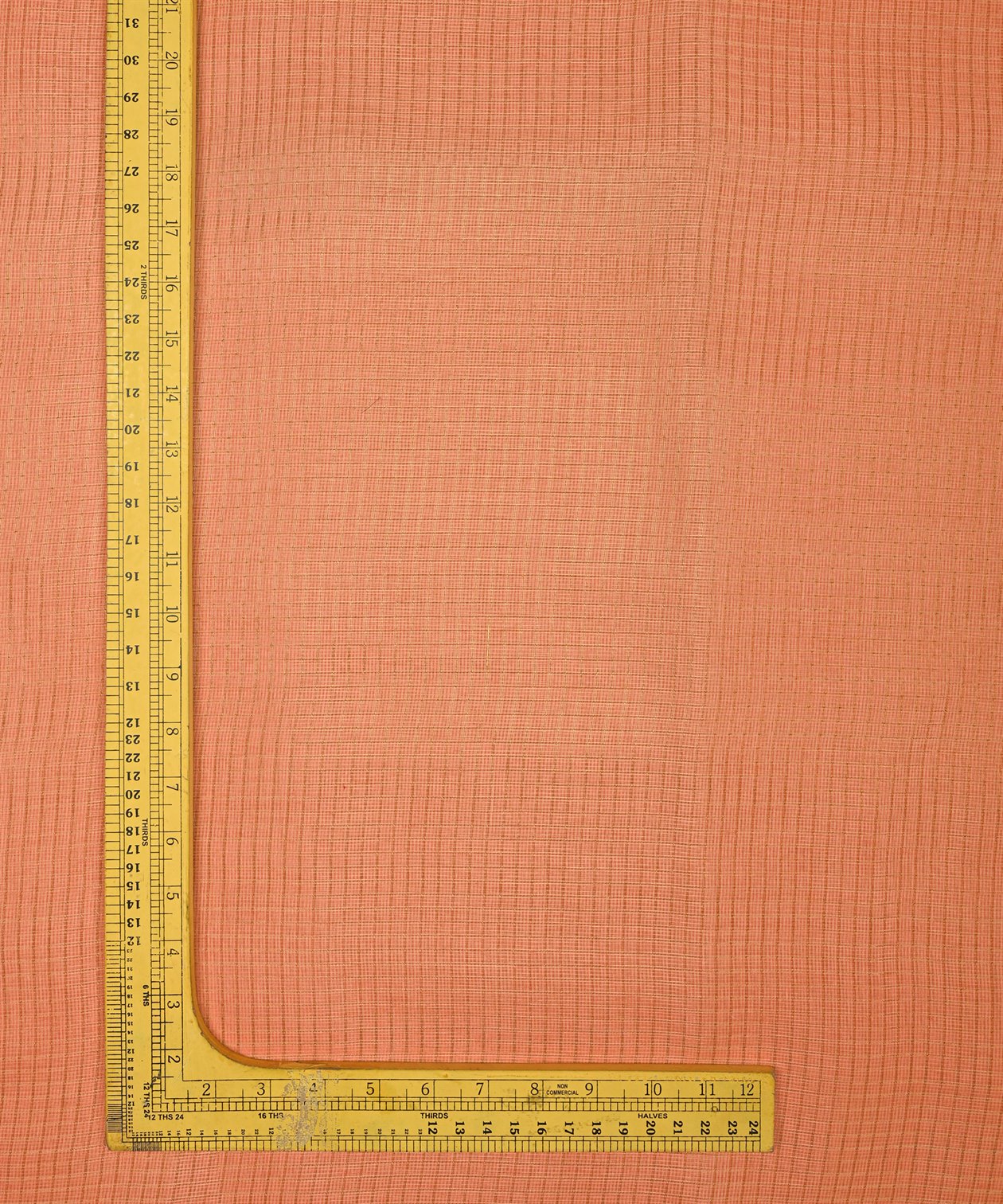Peach Kota fabric with Zari Checks