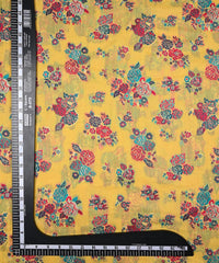 Lemon Yellow Pure Chanderi Flower Bunch Jacquard Fabric