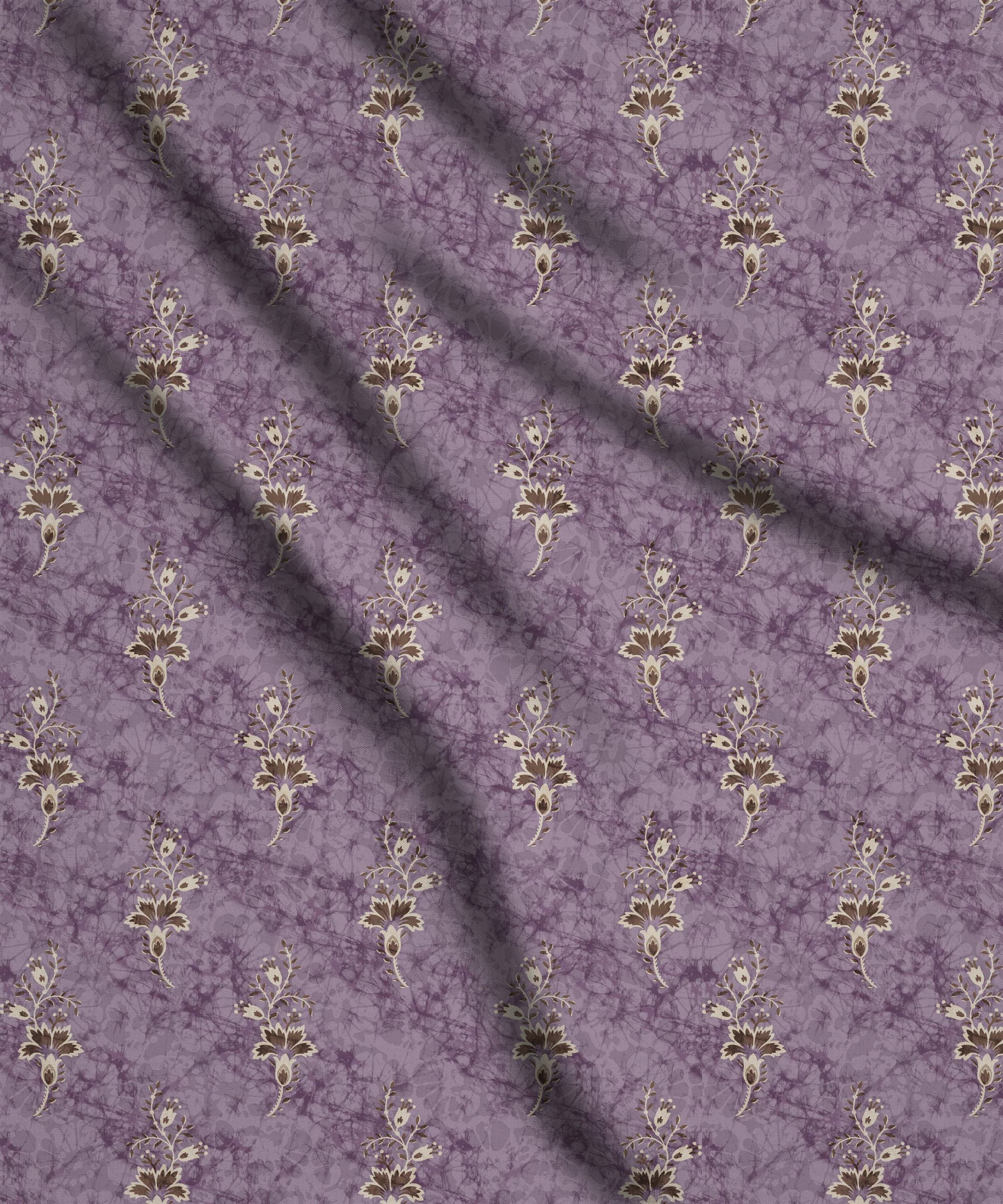 Lilac-Hibiscus Ajrakh Print