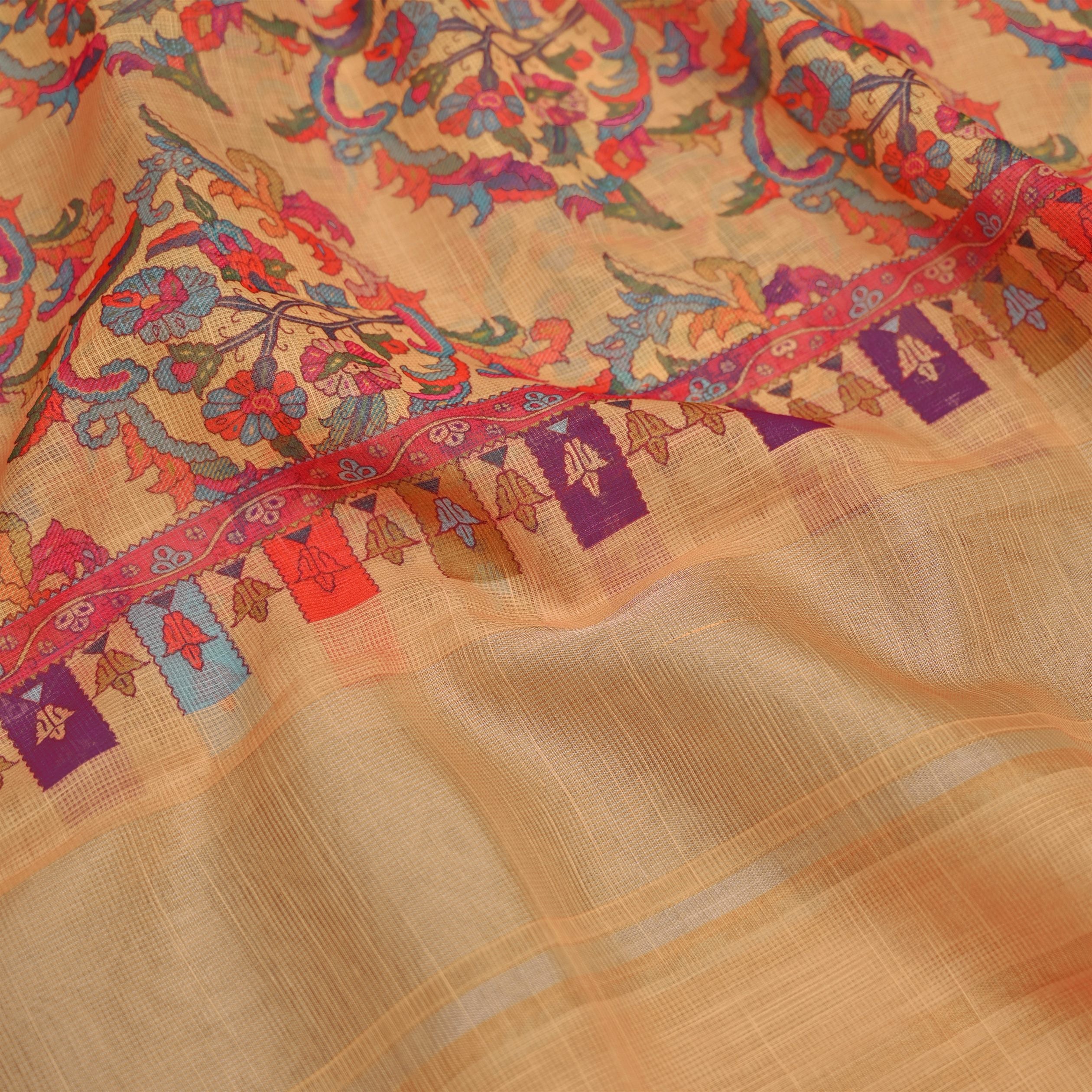 Peach Digital Printed Linen Dupatta