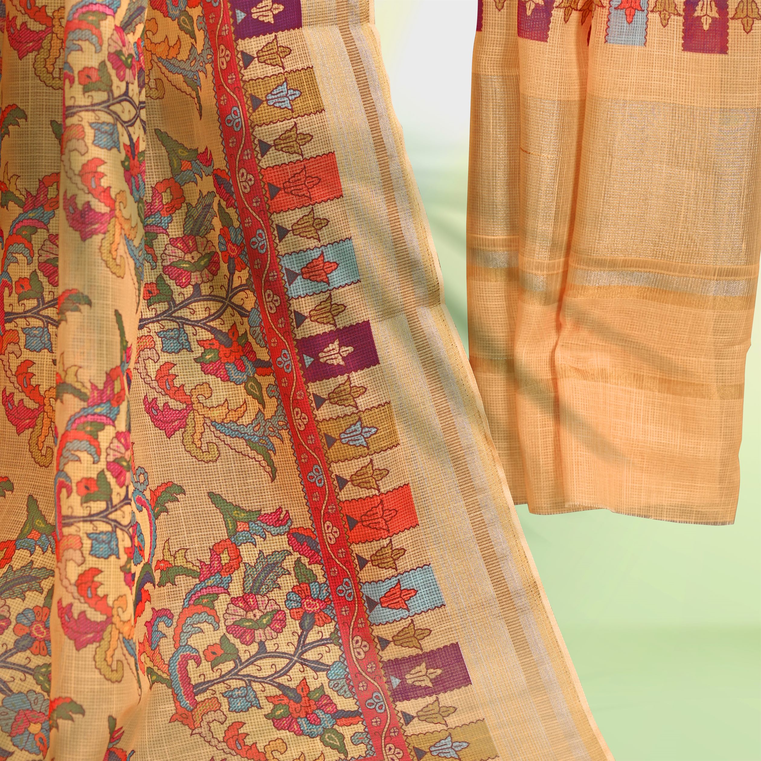 Peach Digital Printed Linen Dupatta