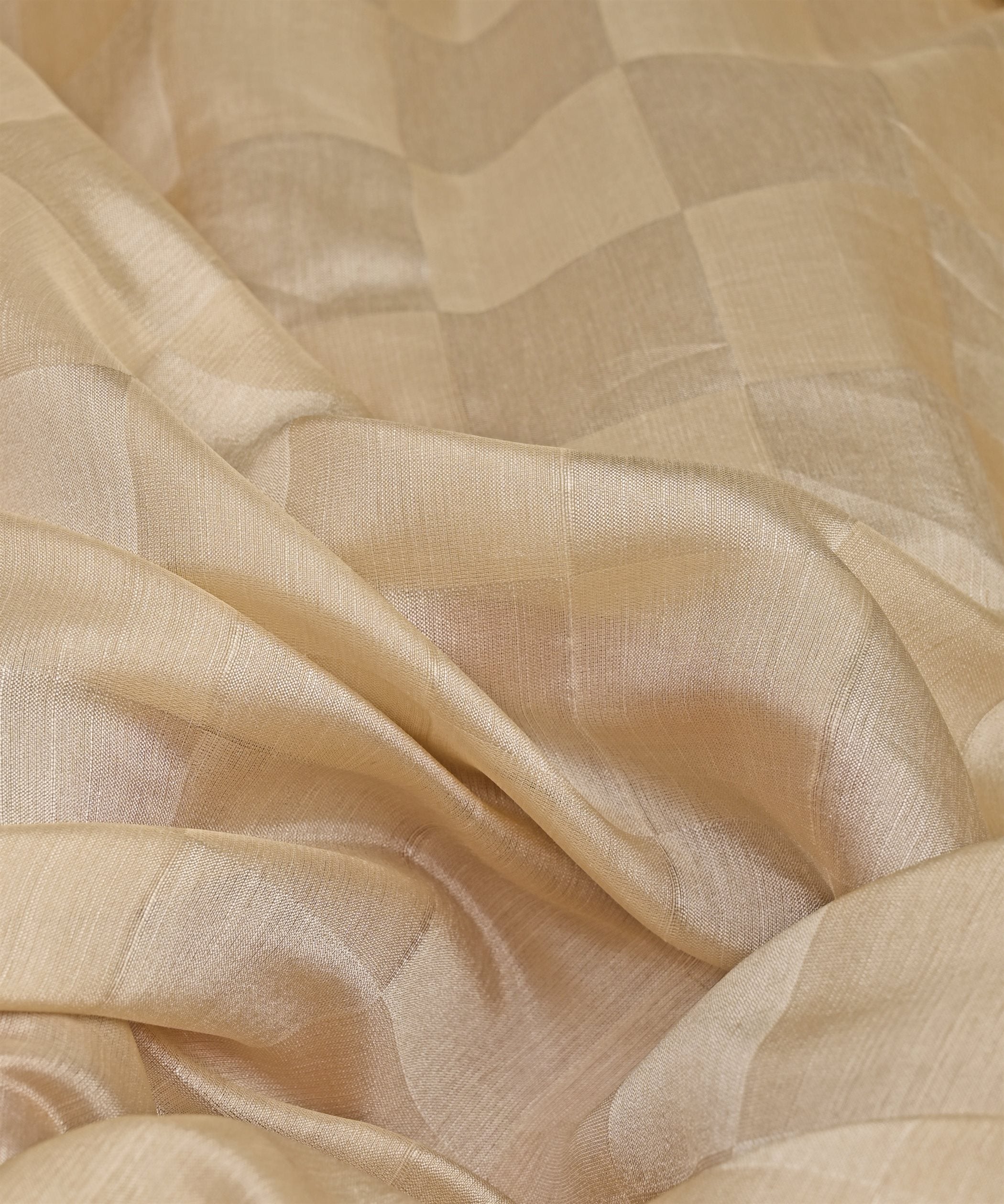 Beige Tussar Silk Fabric with Golden Border(cut-5.5 mtr)