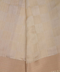 Beige Tussar Silk Fabric with Golden Border(cut-5.5 mtr)