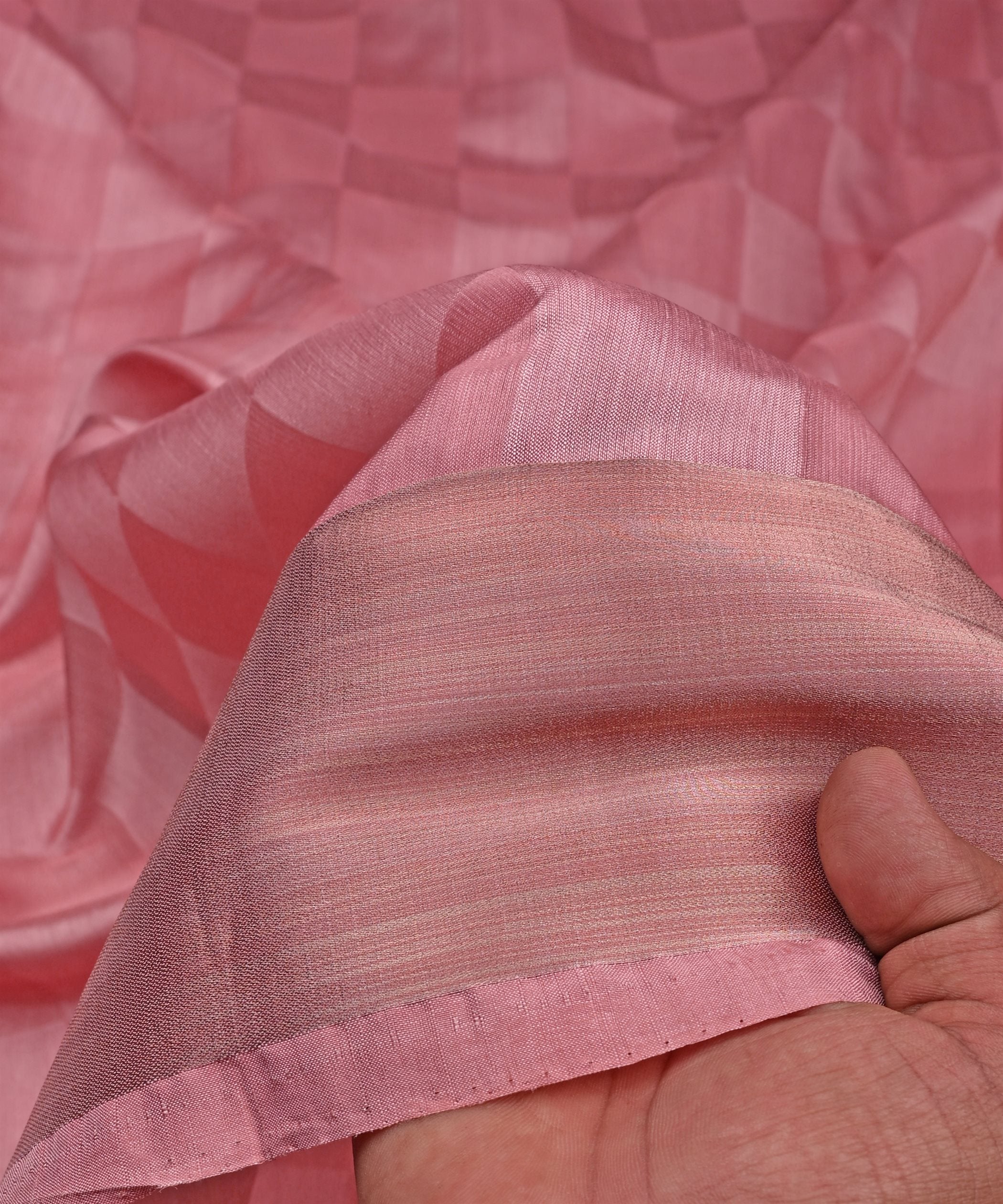 Gajri Tussar Silk Fabric with Golden Border(cut-5.5 mtr)