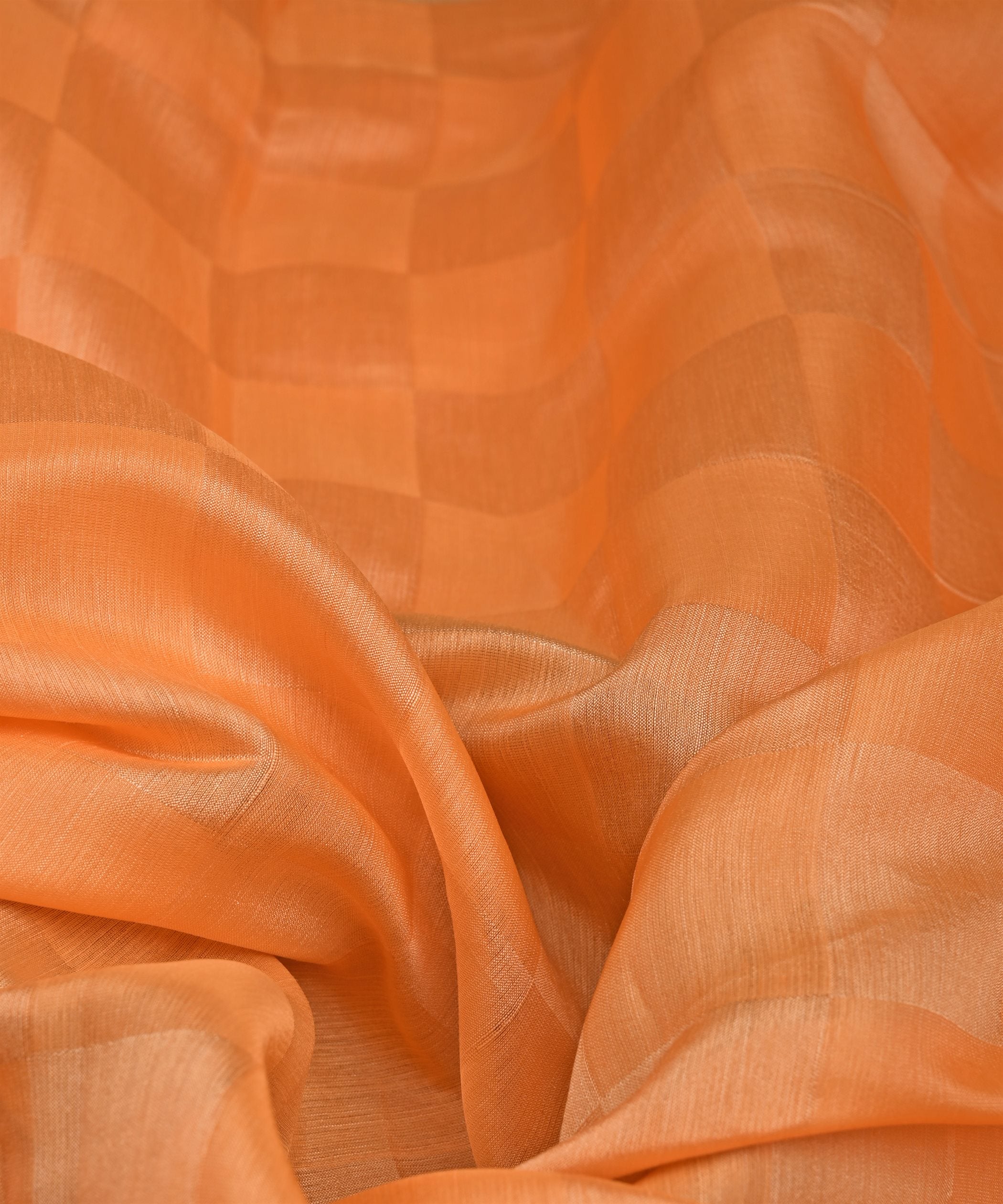 Peach Tussar Silk Fabric with Golden Border(cut-5.5 mtr)