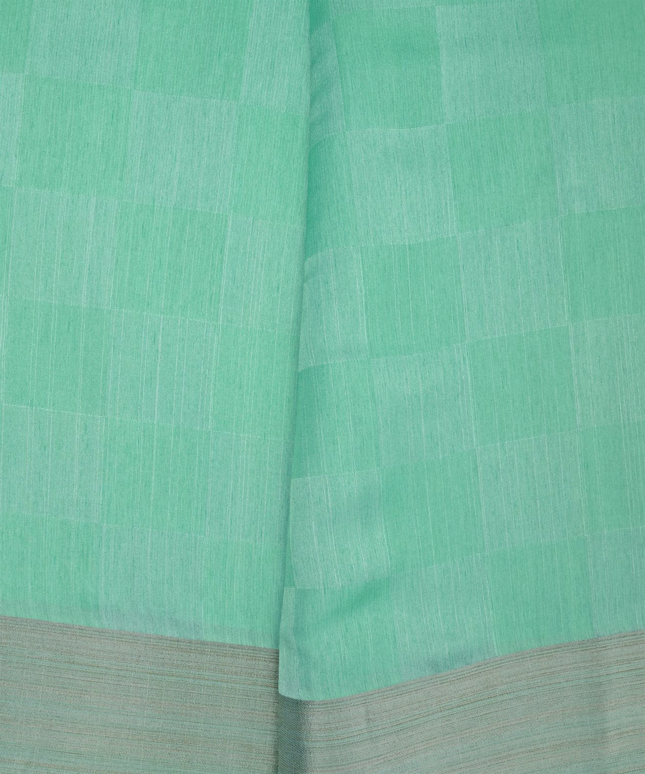 Aqua Green Tussar Silk Fabric with Golden Border(cut-5.5 mtr)