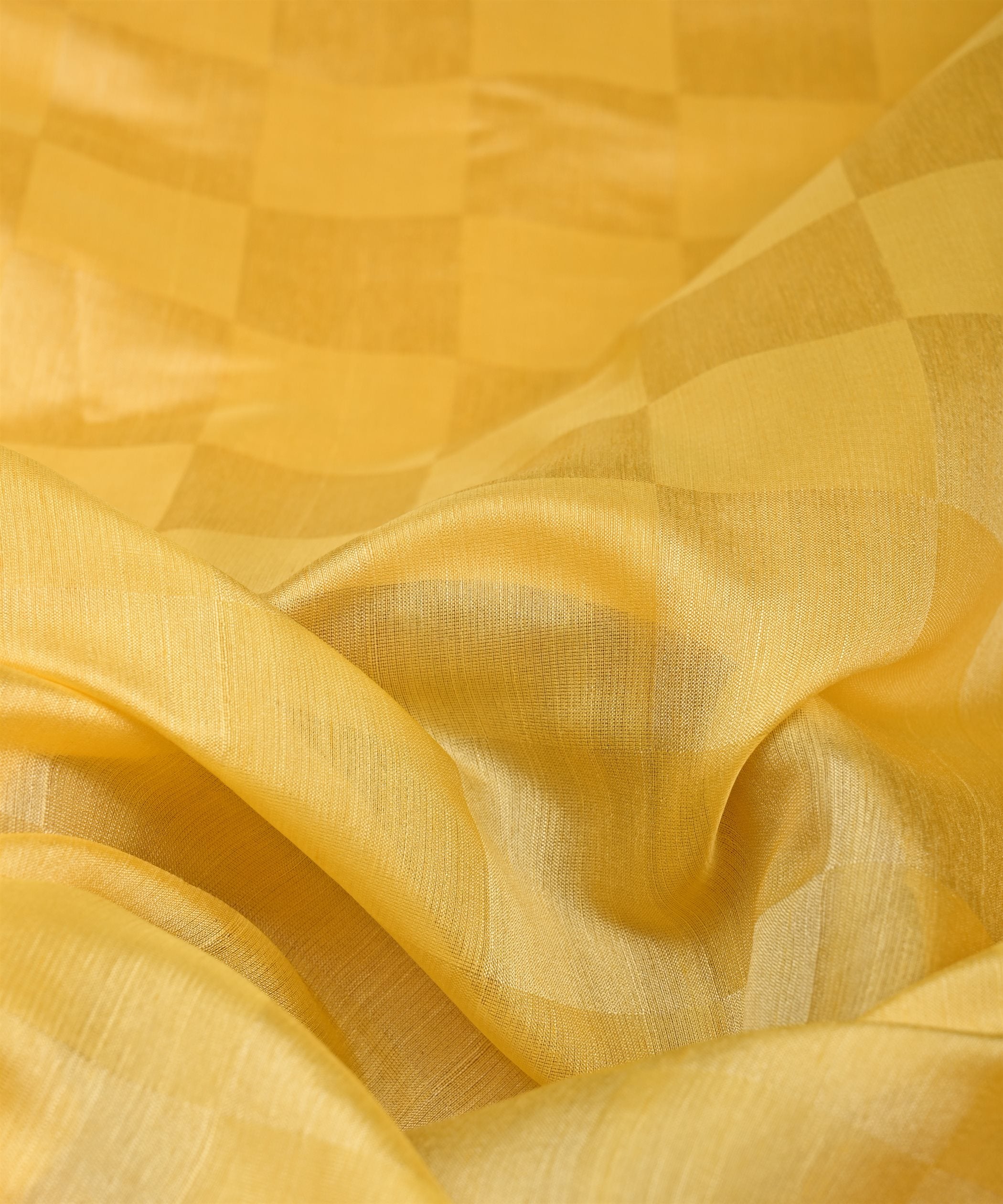Yellow Tussar Silk Fabric with Golden Border(cut-5.5 mtr)