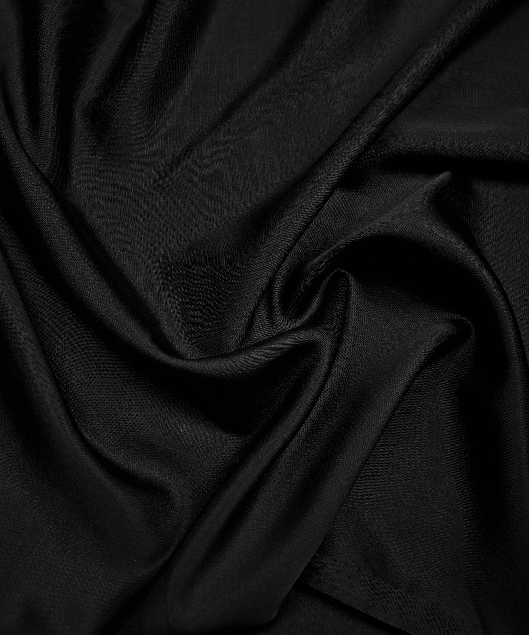 Black Plain Dyed Modal Satin Fabric