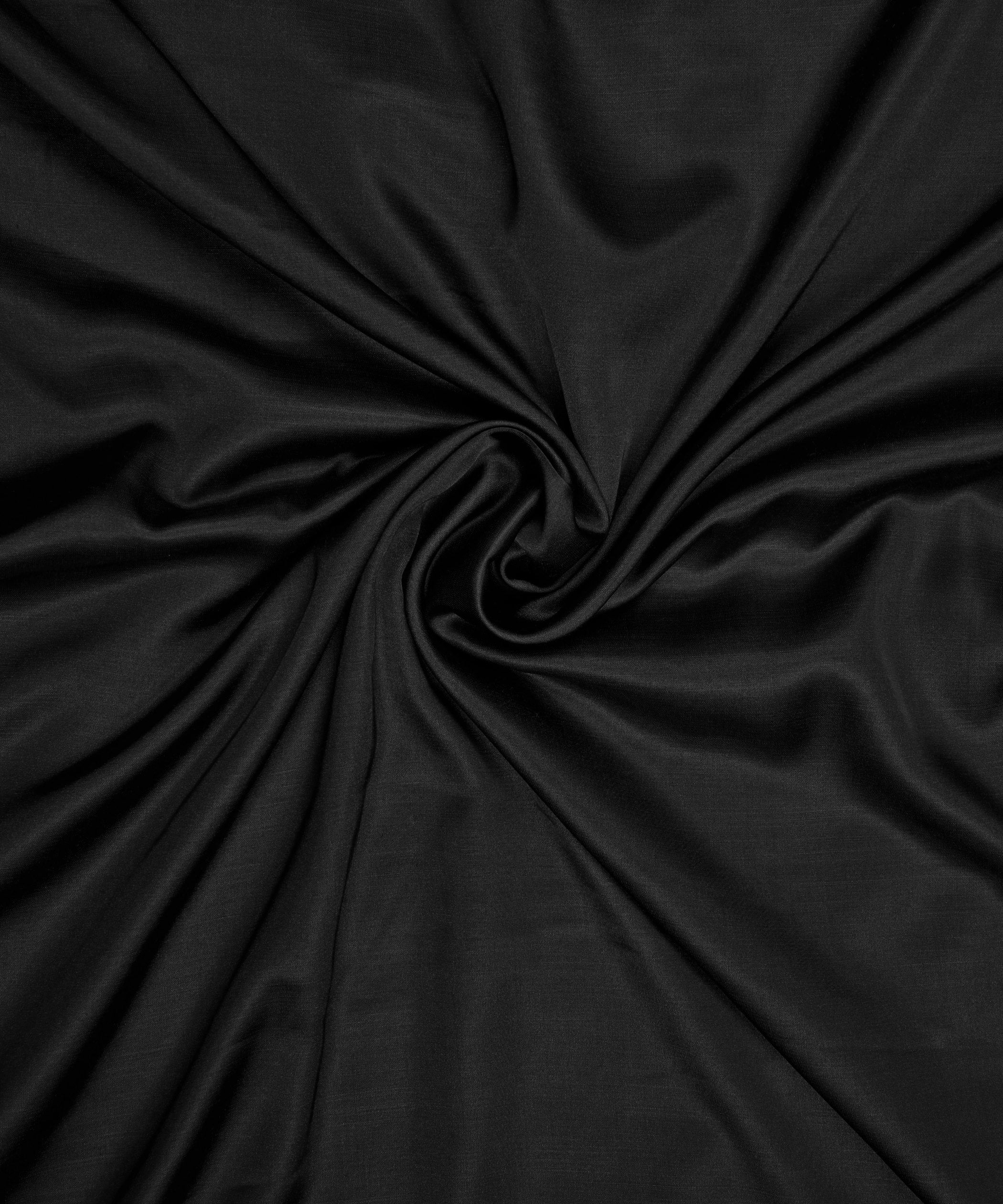 Black Plain Dyed Modal Satin Fabric