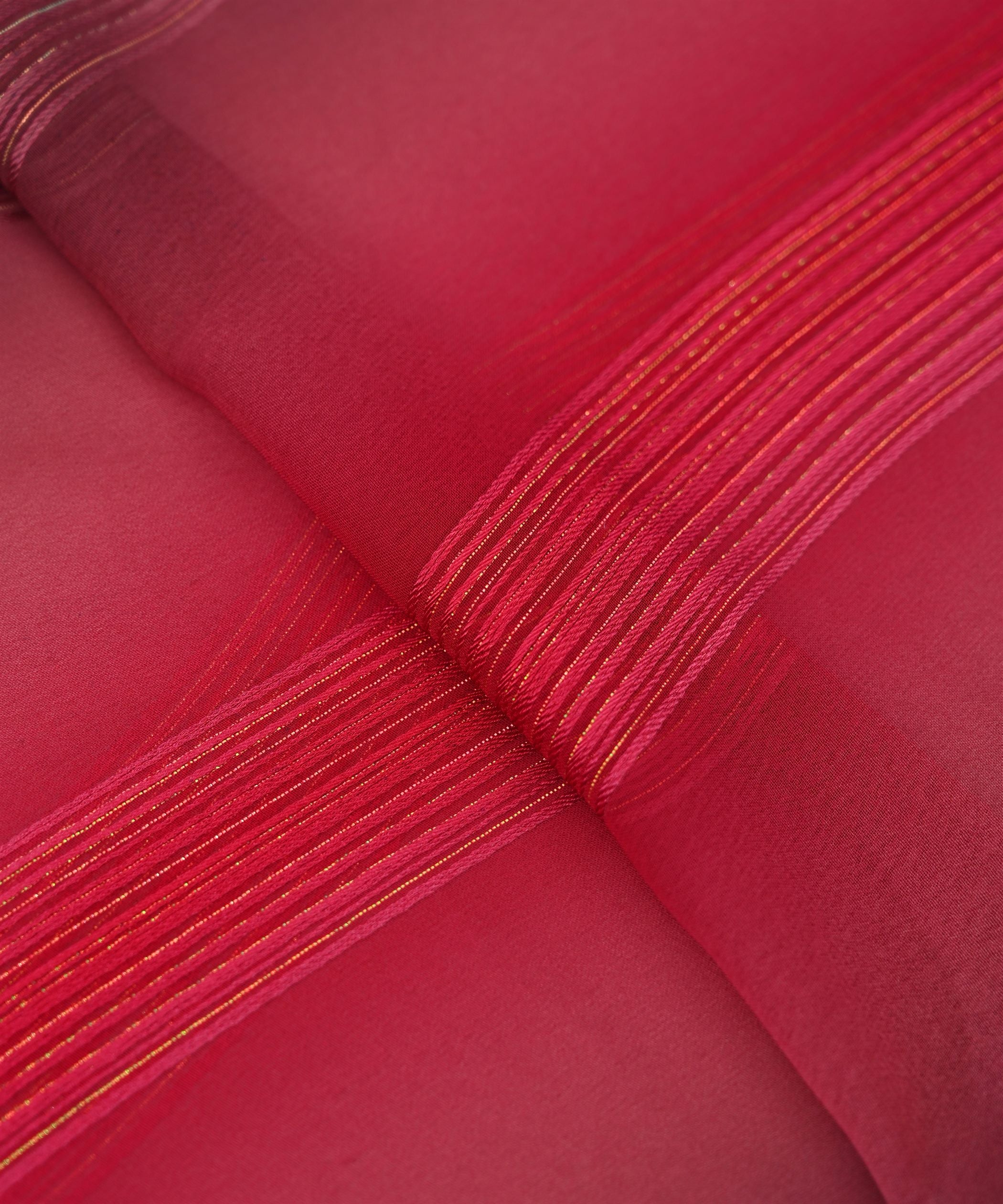 Hot Pink Multi-colored Georgette Fabric with Satin Stripes