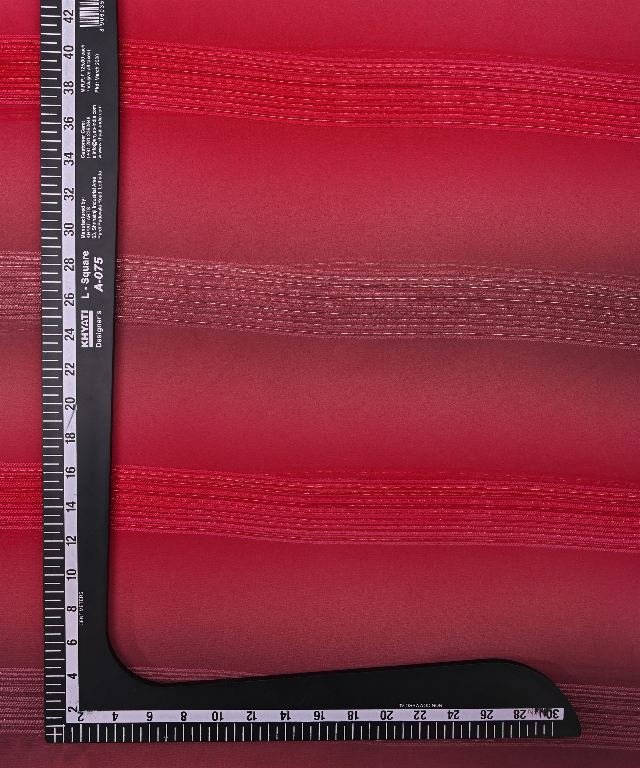 Hot Pink Multi-colored Georgette Fabric with Satin Stripes