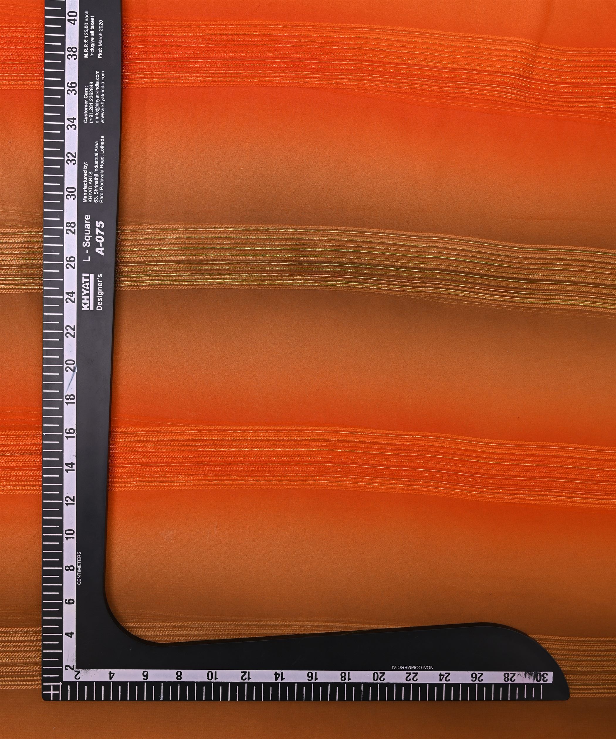 Orange Multi-colored Georgette Fabric with Satin Stripes