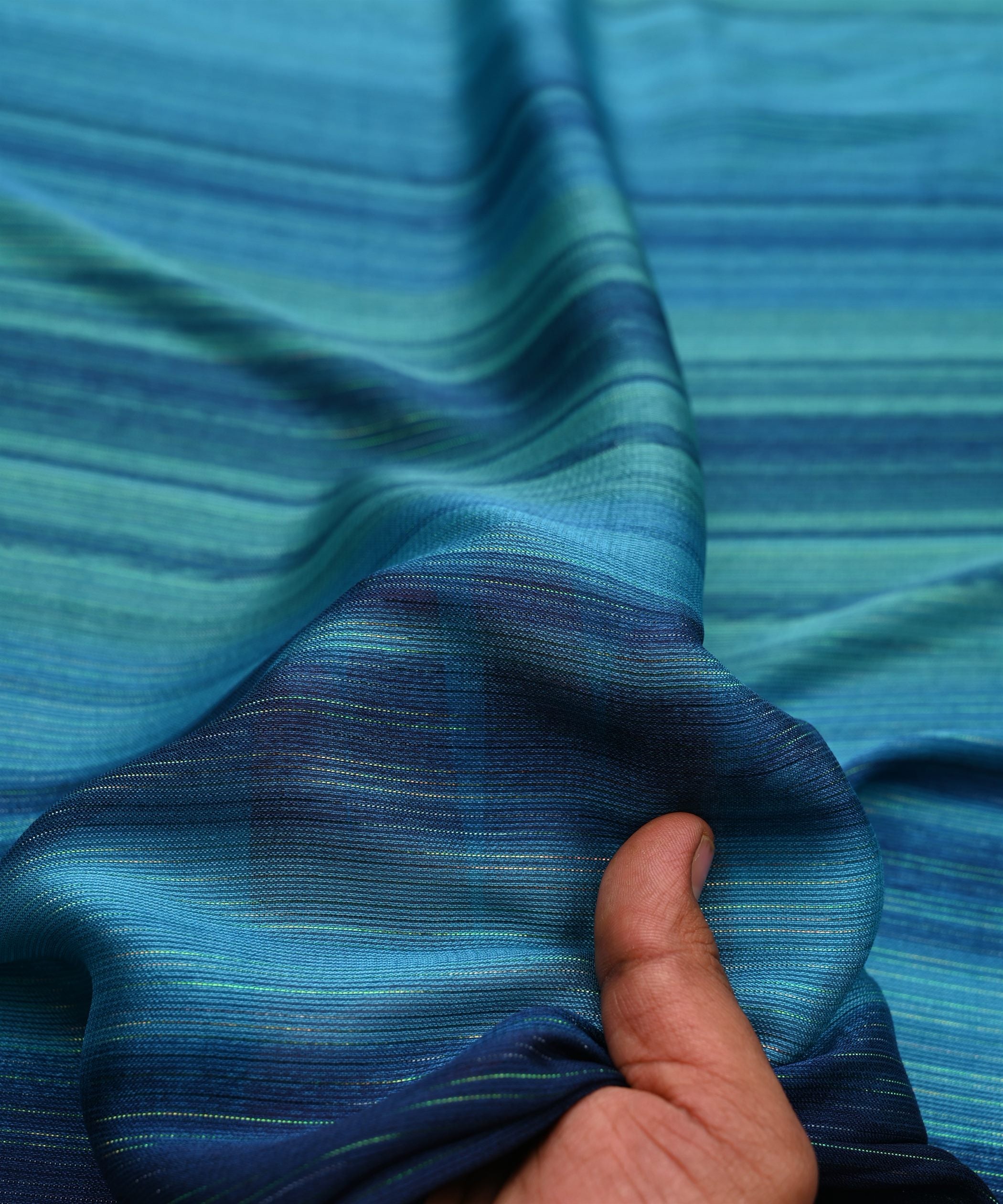 Aqua Blue Multi Shaded Georgette Fabric