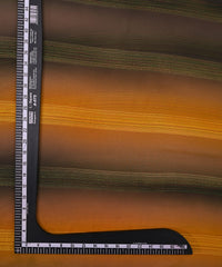 Black & Yellow Multi-shaded Georgette Fabric with Satin Stripes