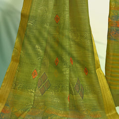 Mehandi Green Digital Printed Munnar Slub Dupatta