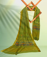 Mehandi Green Digital Printed Munnar Slub Dupatta