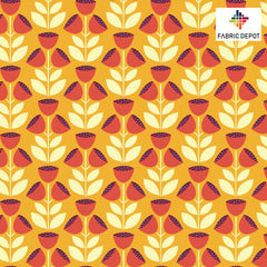 Mustard Yellow Egyptian Flower Print