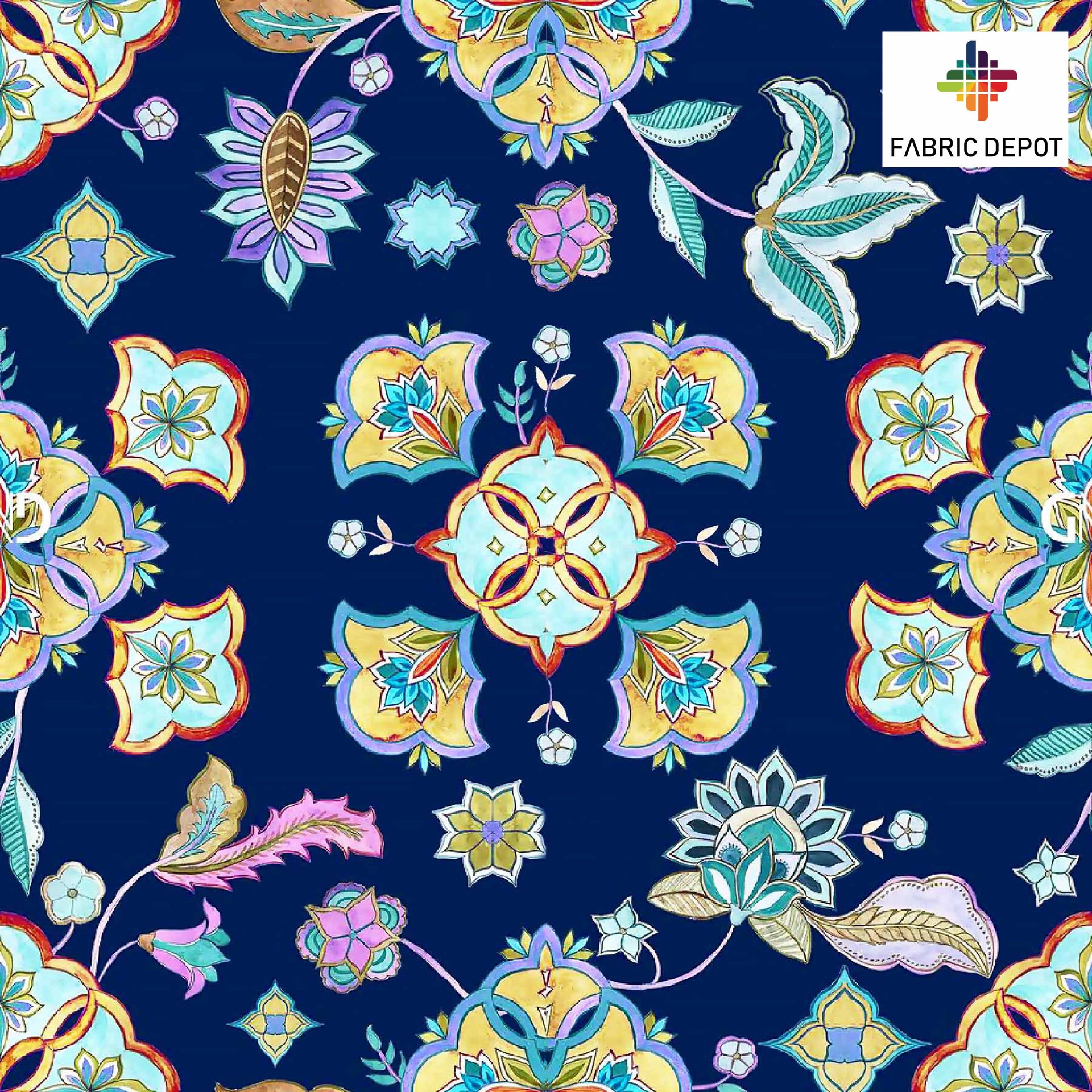 Blue - Kalamkari Block Print Table Napkin (Set of 4) 30