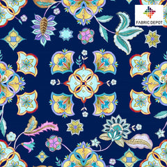 Navy Blue Structure Kalamkari Print