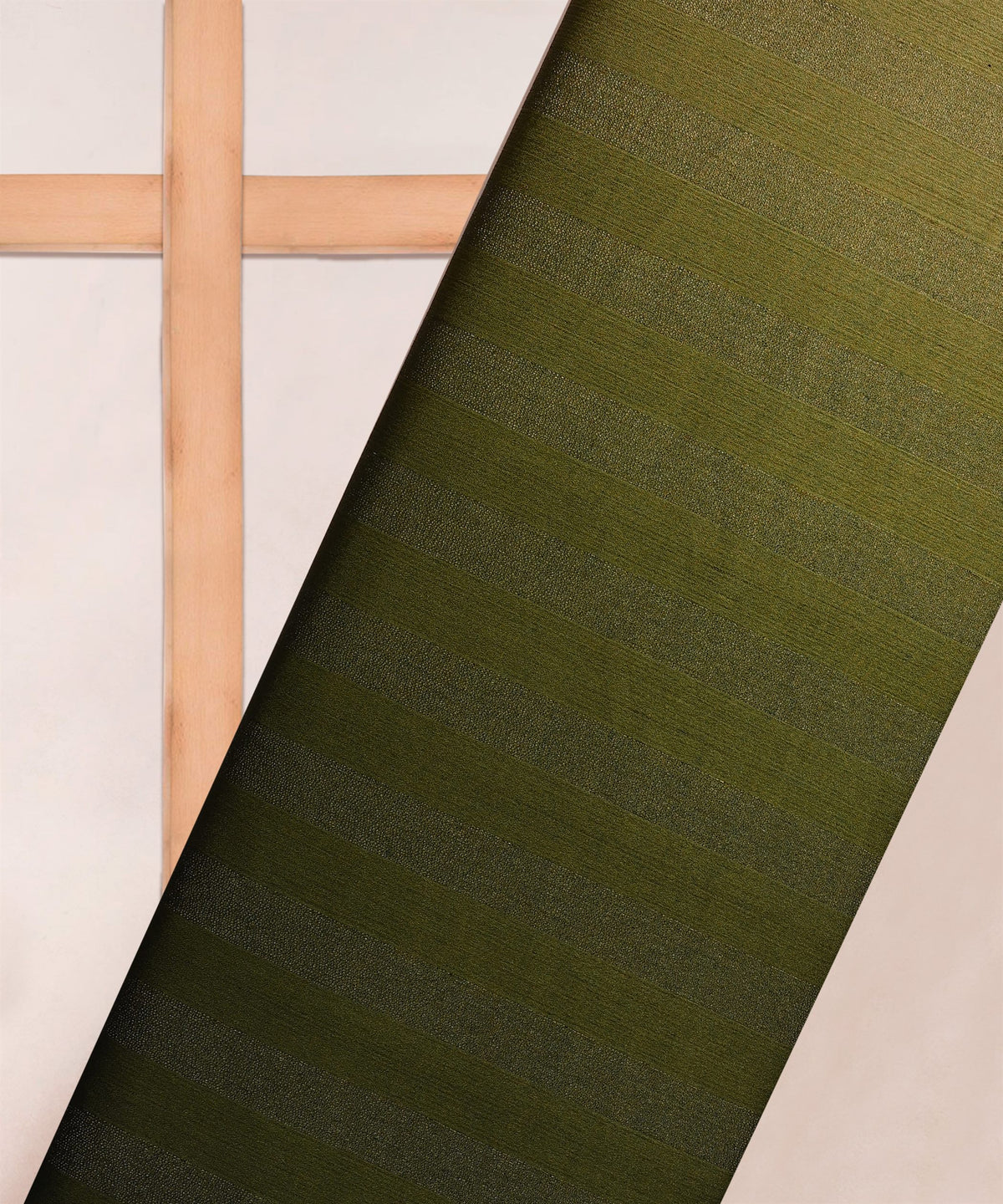 Olive Green Ombre Shaded Chiffon Fabric with Zari Patta