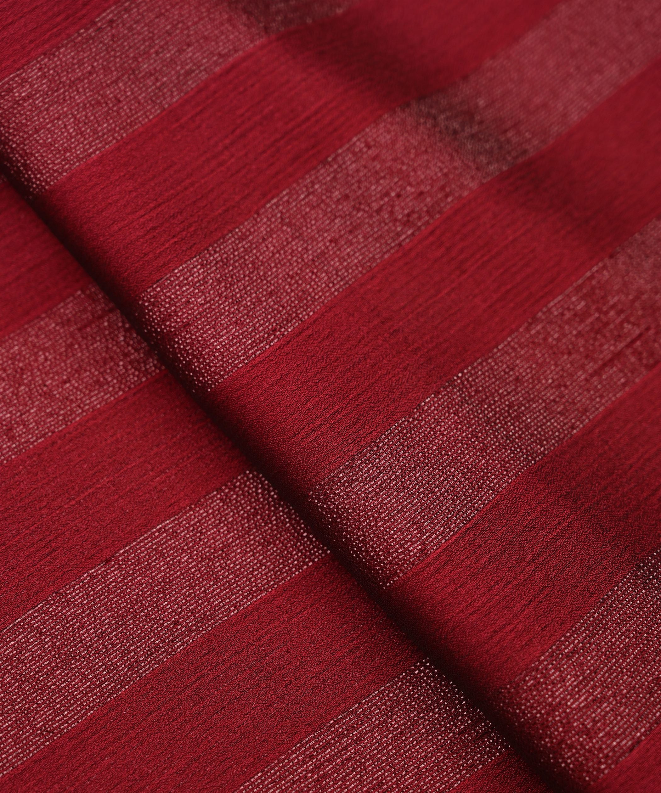 Red Ombre Shaded Chiffon Fabric with Zari Patta