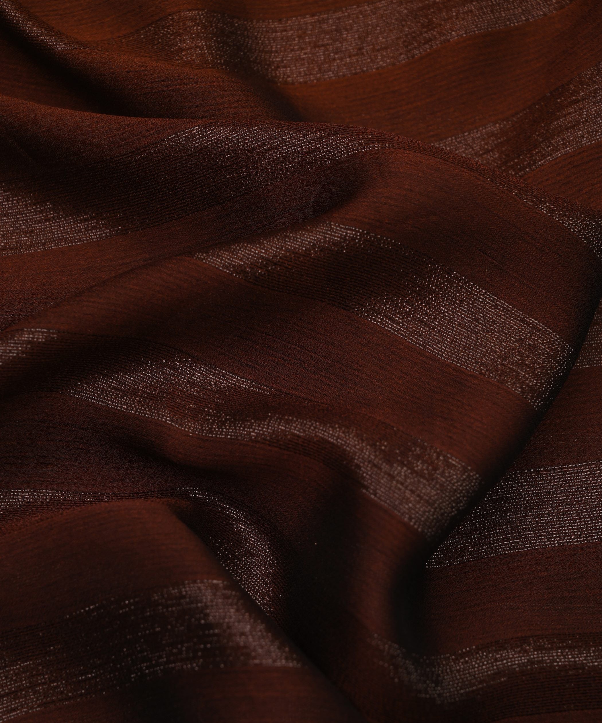 Rust Orange Ombre Shaded Chiffon Fabric with Zari Patta