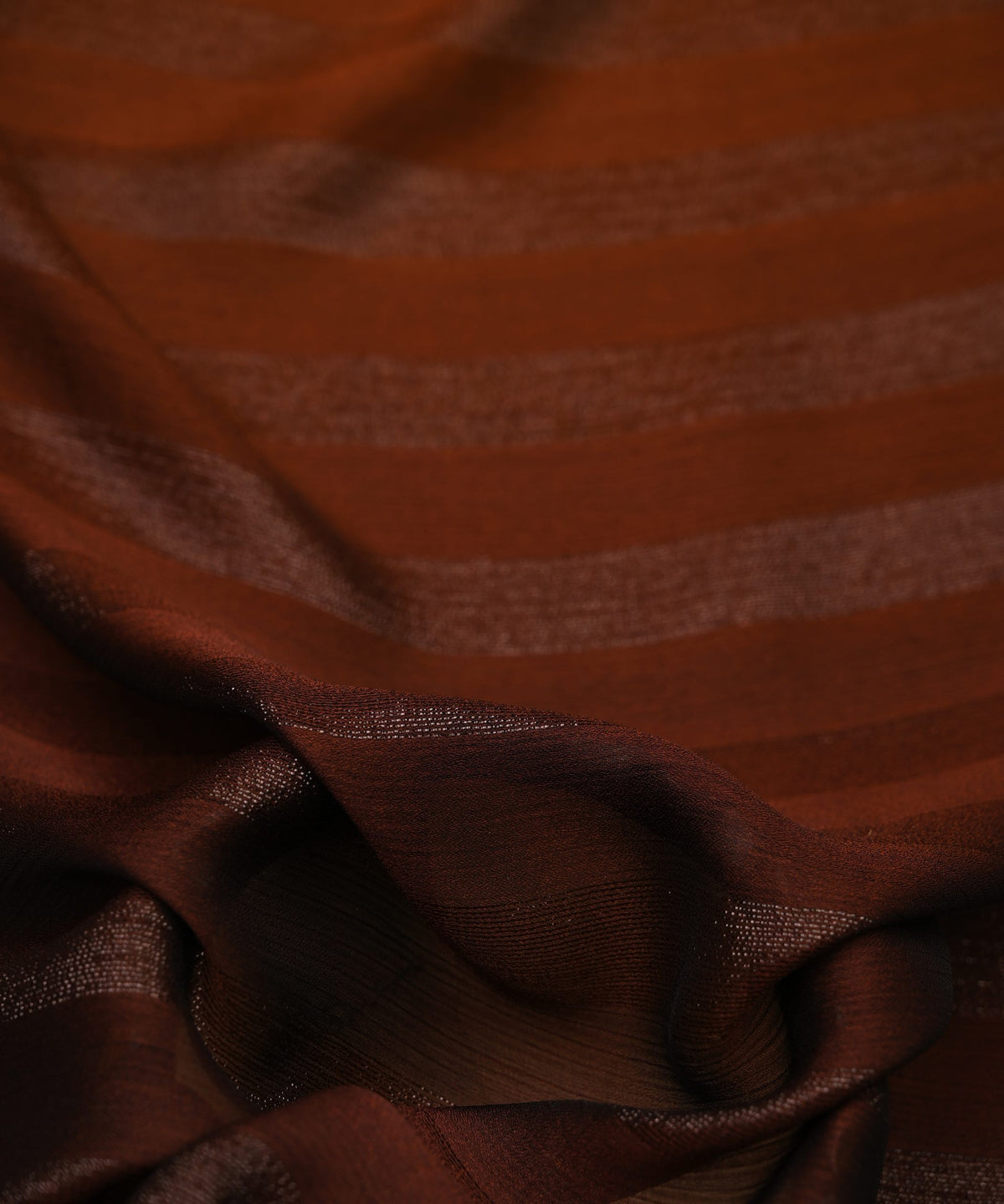 Rust Orange Color Cloth Rust Orange Ombre Shaded Chiffon Fabric with Zari Patta – Fabric Depot
