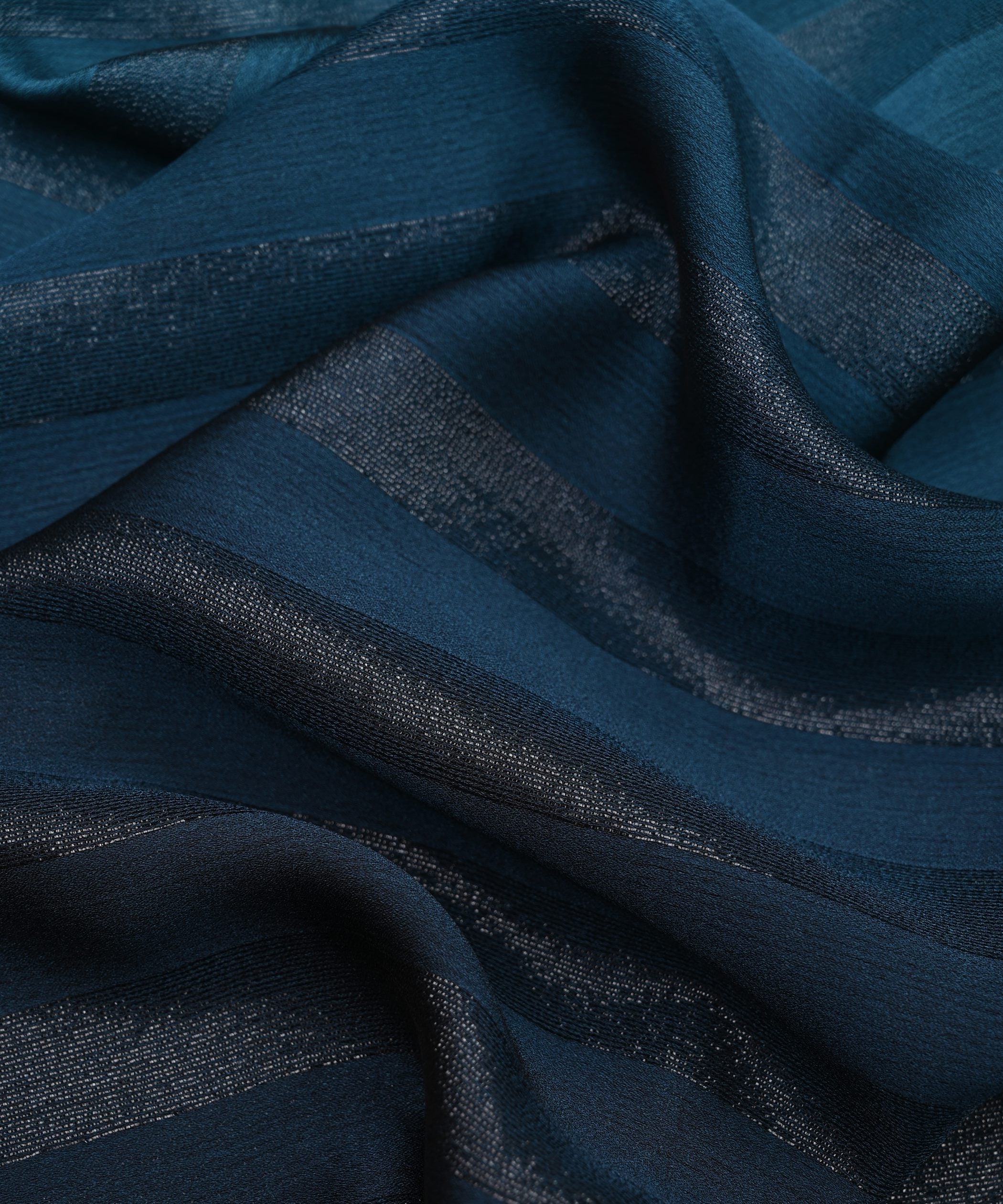Teal Ombre Shaded Chiffon Fabric with Zari Patta