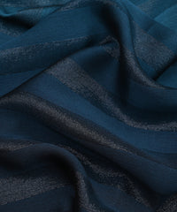 Teal Ombre Shaded Chiffon Fabric with Zari Patta