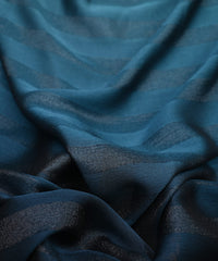 Teal Ombre Shaded Chiffon Fabric with Zari Patta