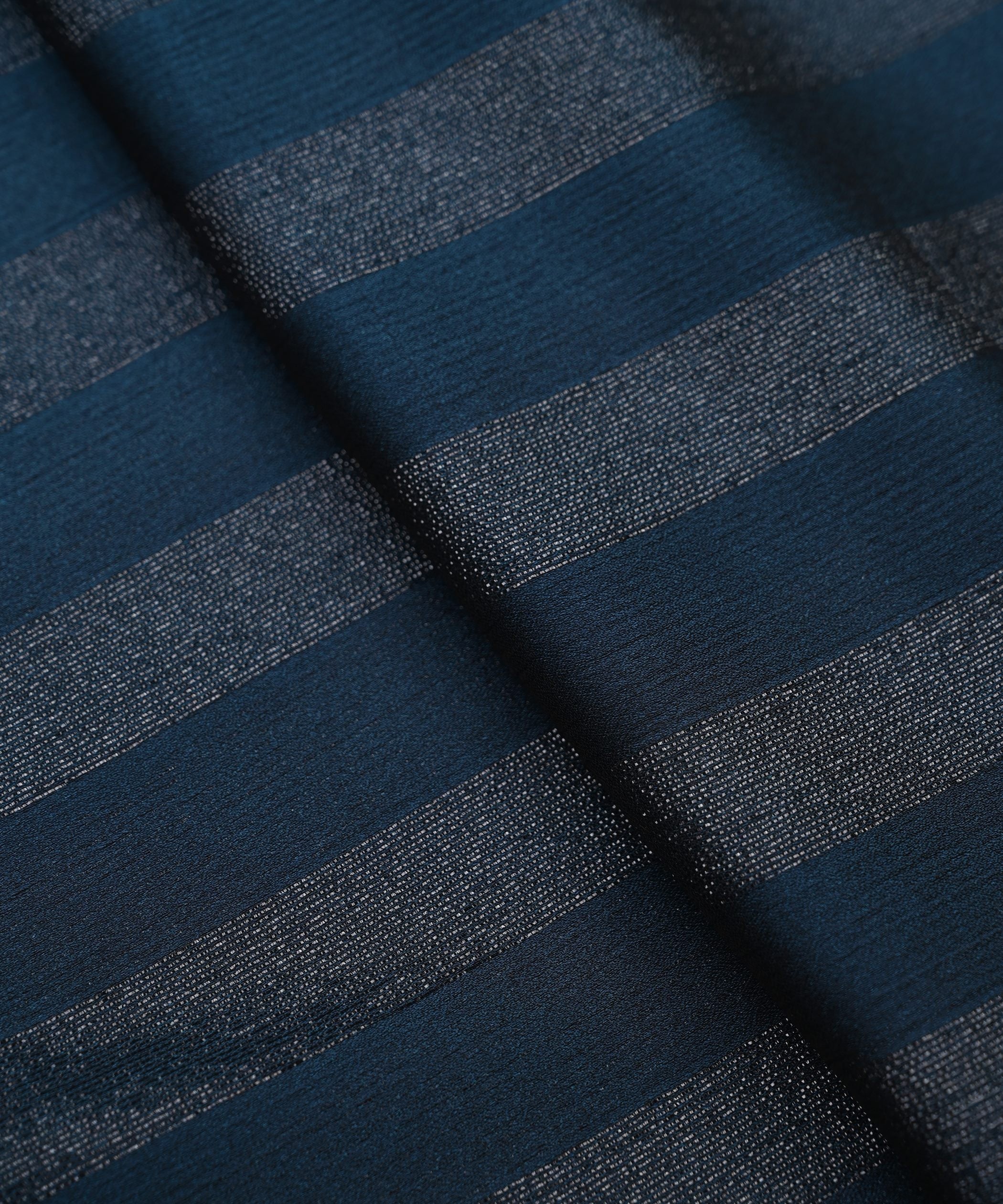 Teal Ombre Shaded Chiffon Fabric with Zari Patta
