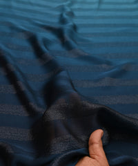 Teal Ombre Shaded Chiffon Fabric with Zari Patta