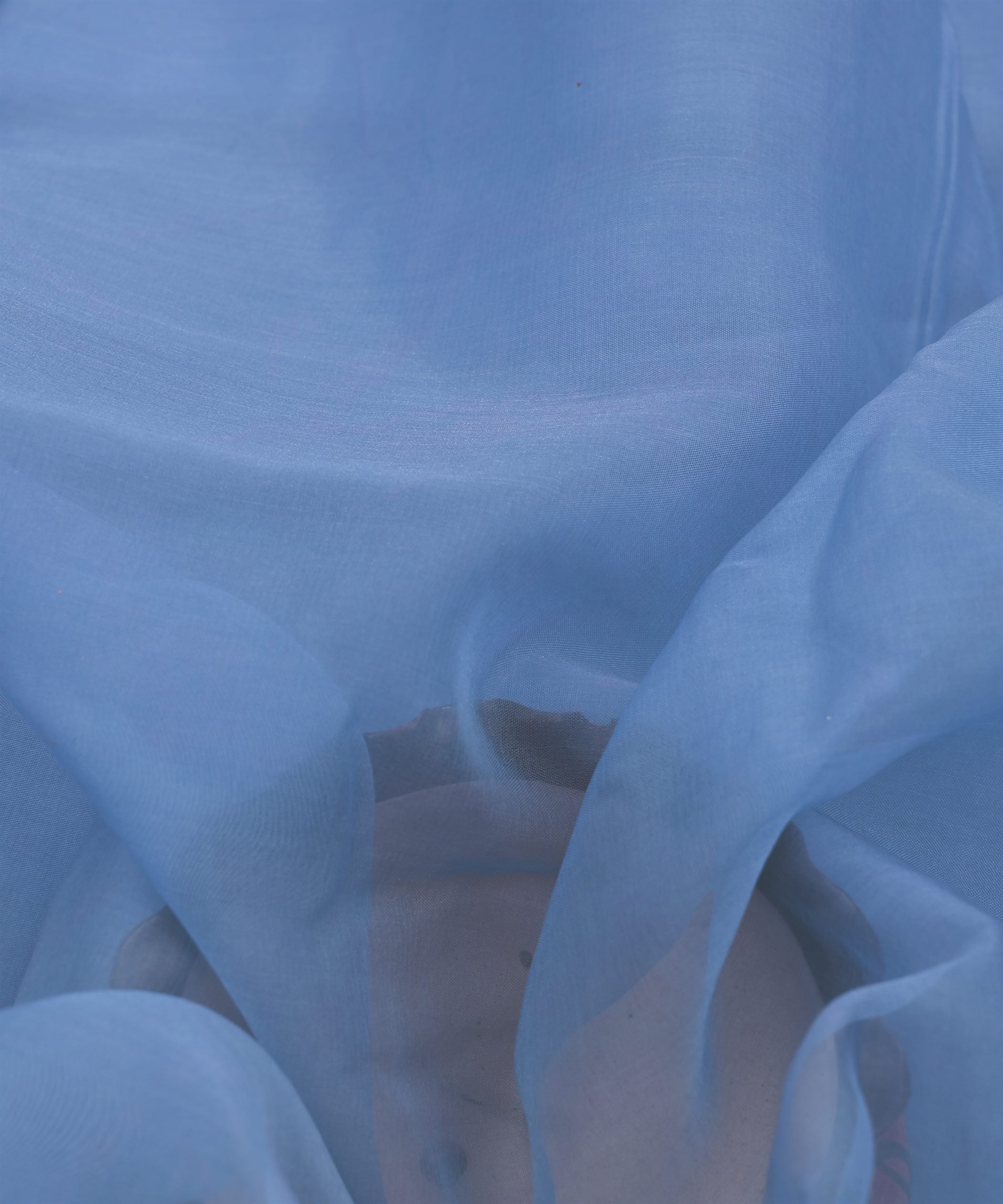 Azure Blue Plain Dyed Organza Fabric