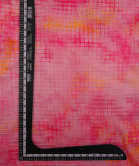 Baby Pink Shibori Print Organza Fabric with Checks