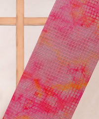 Baby Pink Shibori Print Organza Fabric with Checks