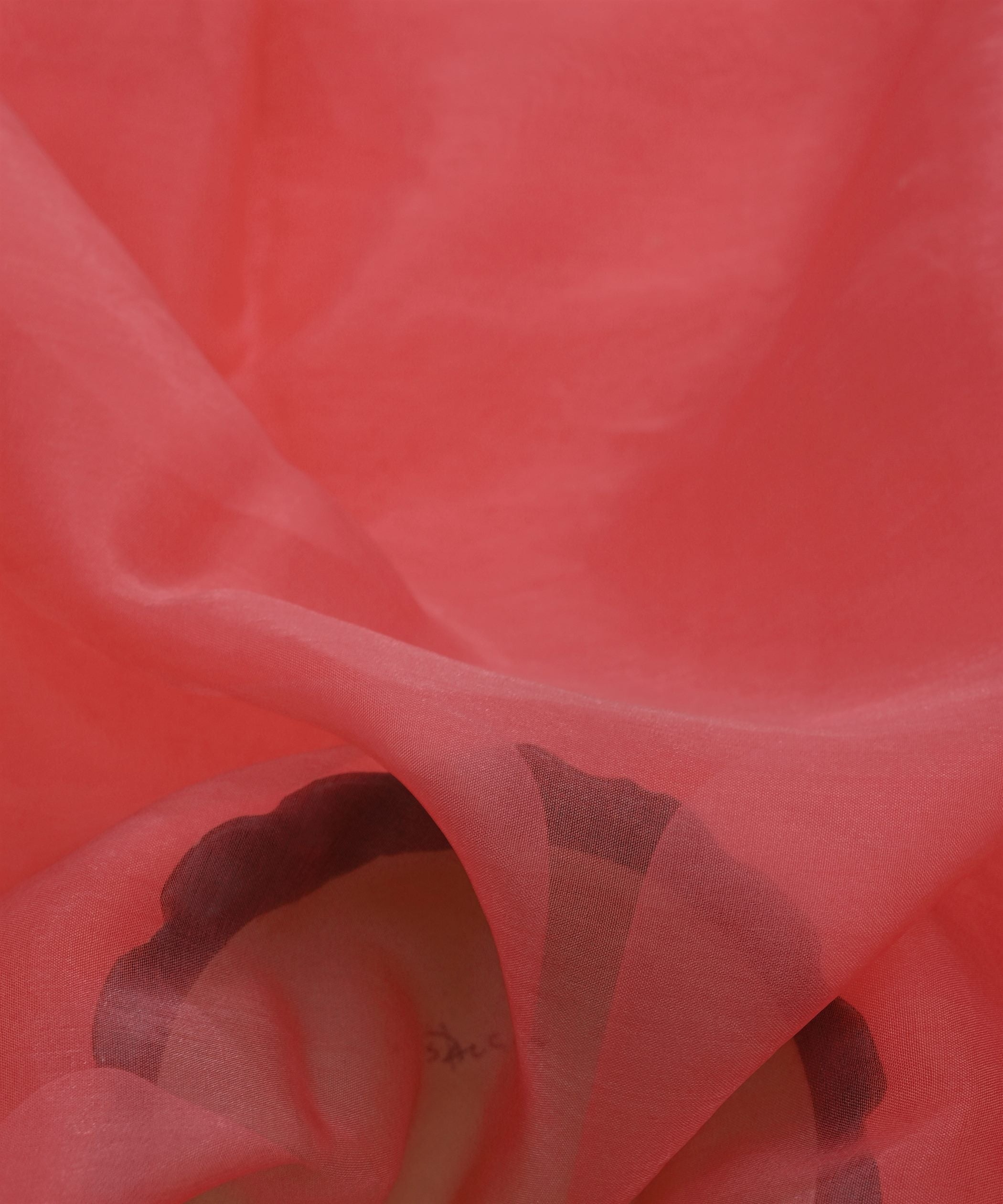 Coral Plain Dyed Organza Fabric