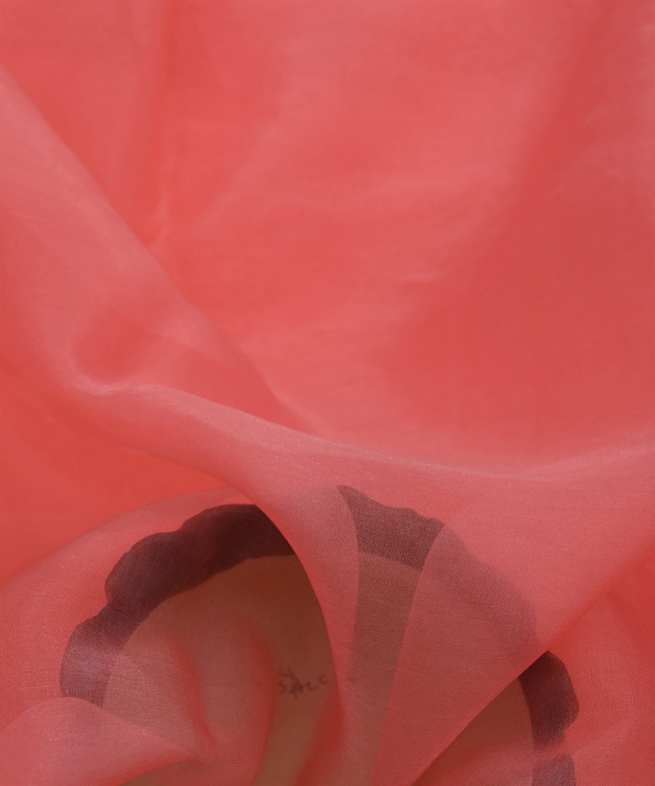 Coral Pink Plain Dyed Organza Fabric