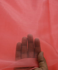 Coral Pink Plain Dyed Organza Fabric