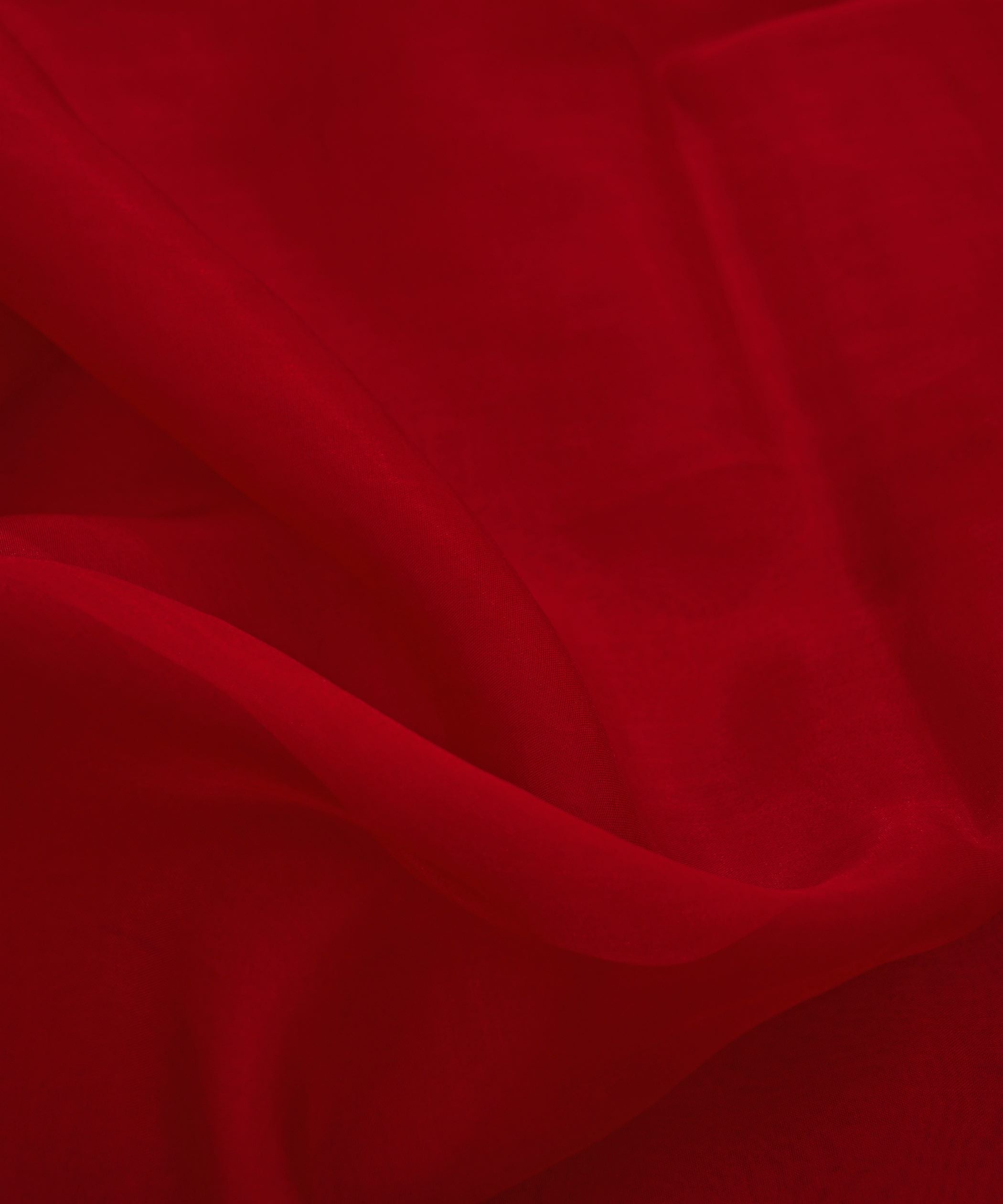 Deep Red Plain Dyed Organza Fabric