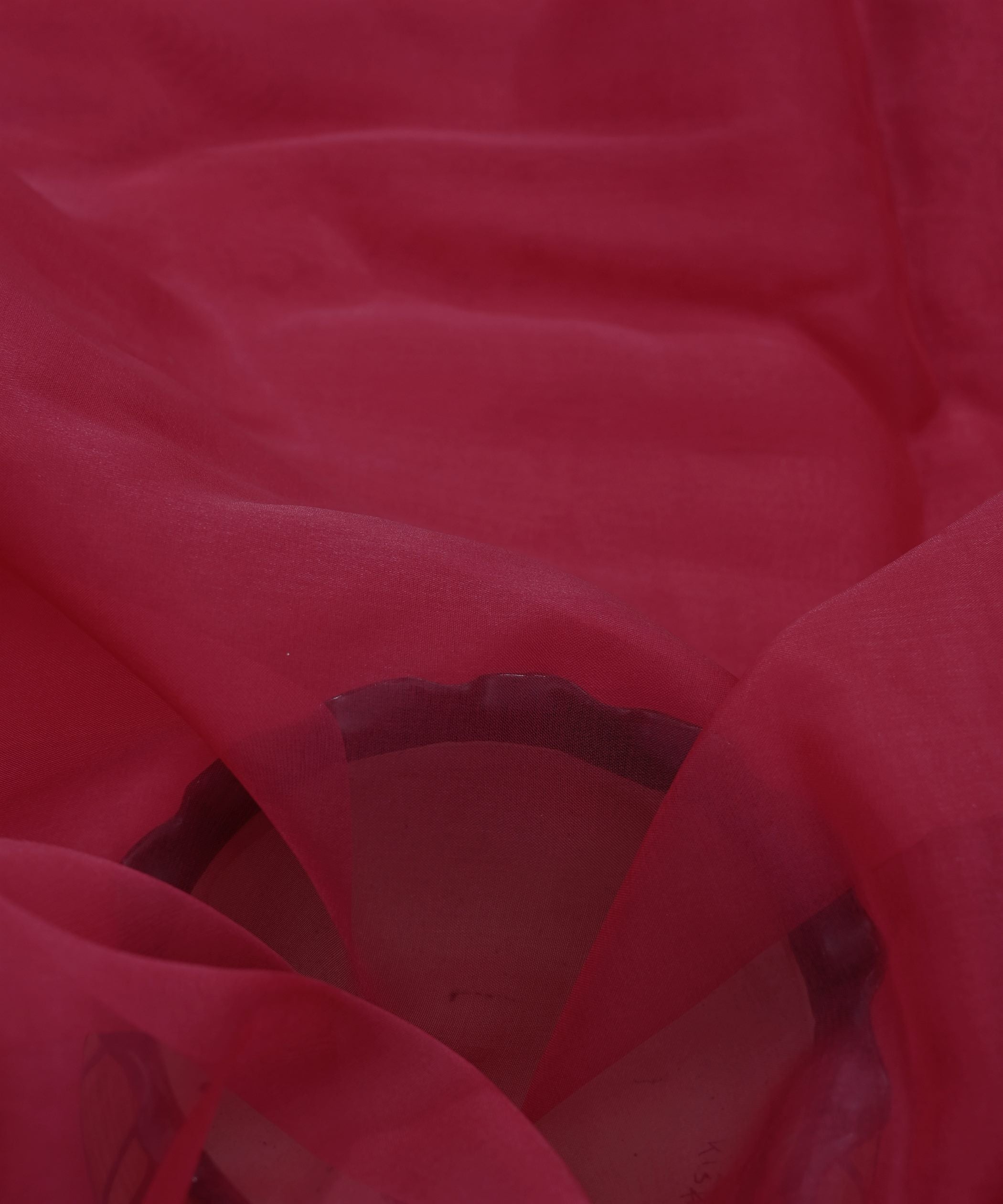 Deep Rose Pink Plain Dyed Organza Fabric